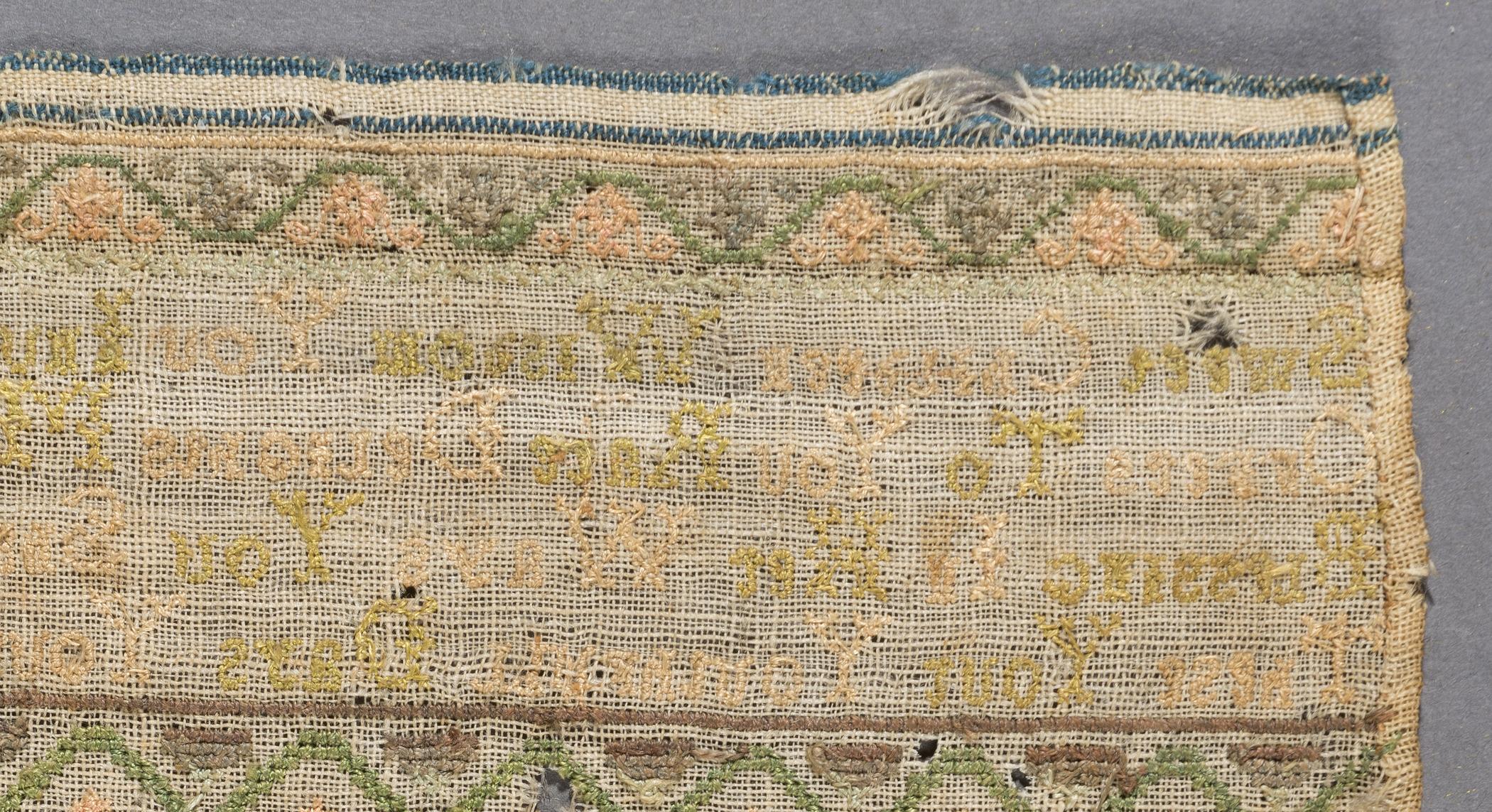 1981.0037 Sampler, reverse, detail 5, after conservation treatment