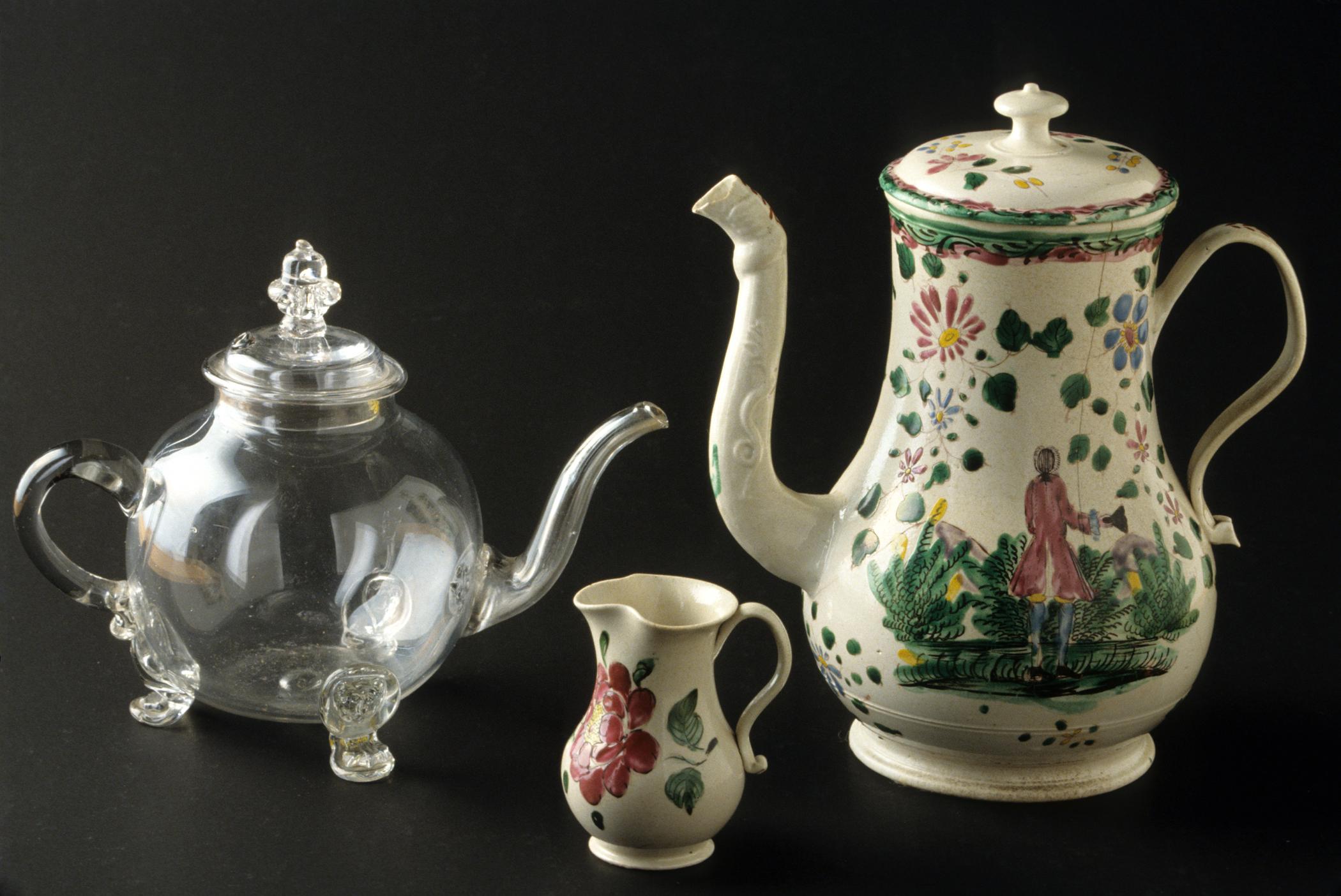 1958.1155, 1958.1156, 1981.0067 Jug, Coffee Pot, Glass Teapot
