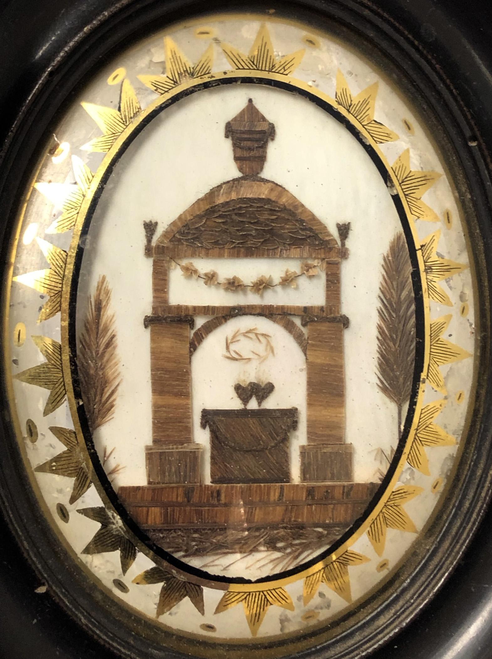 1981.0144 A, B Hairwork picture and frame view 3