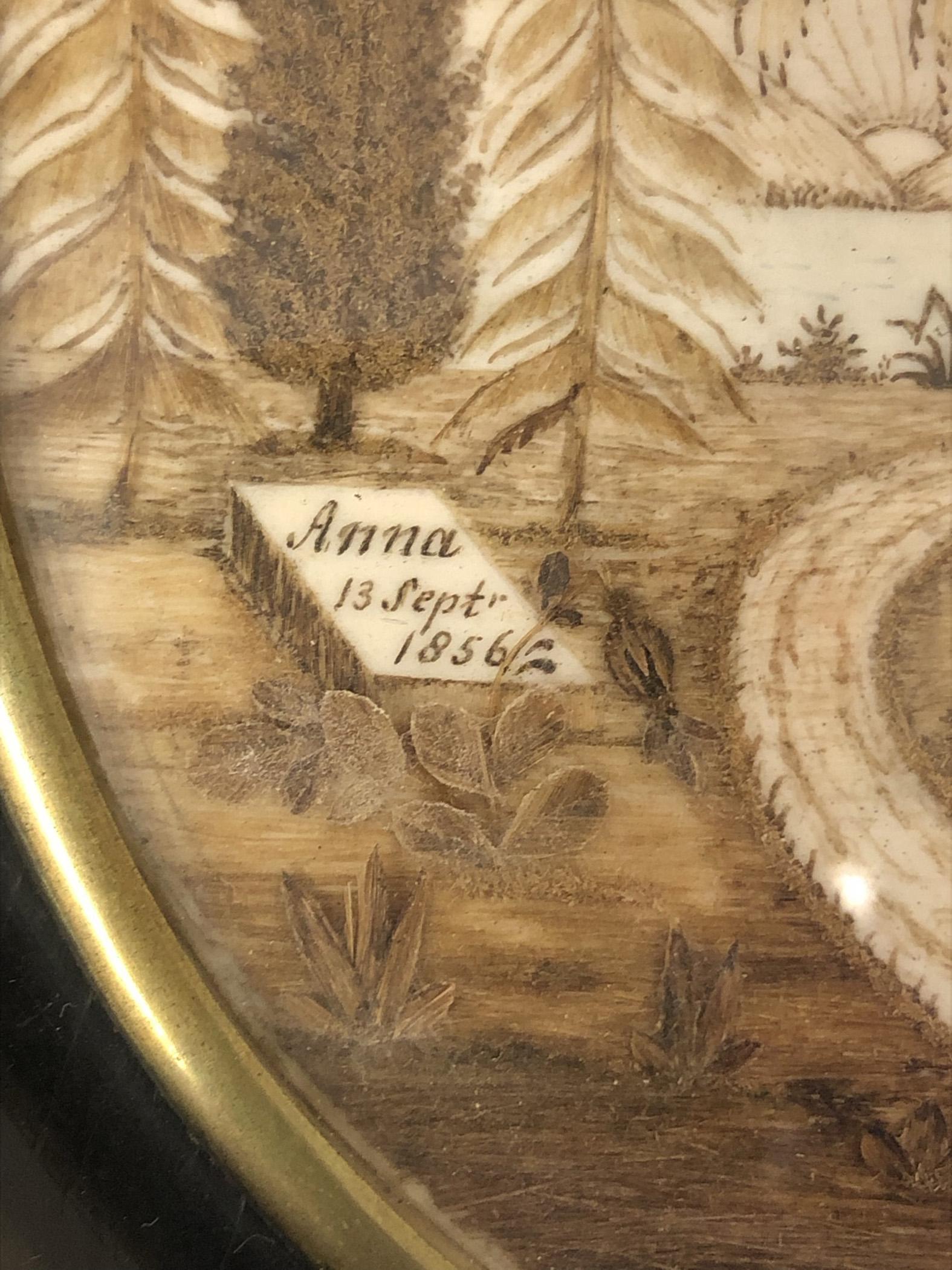 1981.0145 A, B Hairwork picture and frame view 4