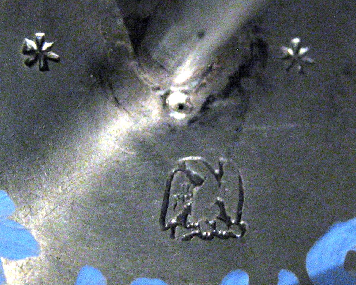 1982.0313 Silver Baby Feeder marks 1, 2, 3