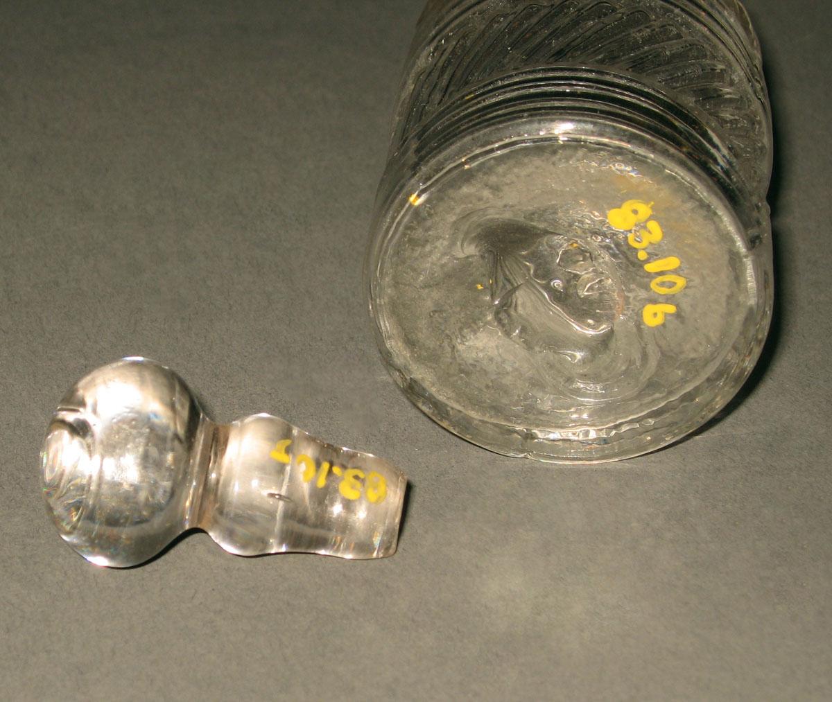1983.0010 B, J Glass cruet bottle and stopper (detail)