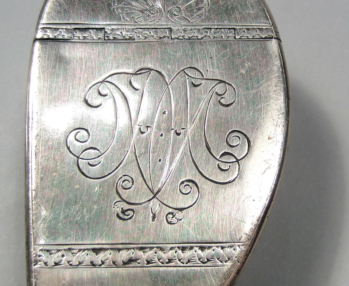 1983.0157 Silver and Shell Tobacco box engraving