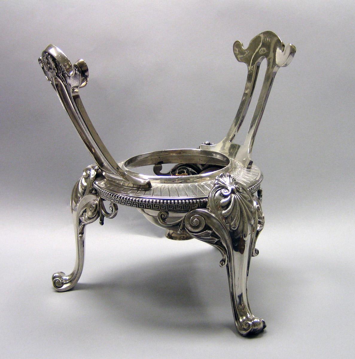 1983.0178.001 B, C Silver Kettle on stand