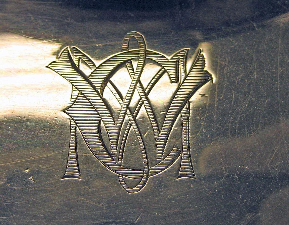 1983.0178.001 A-C Silver Kettle on stand engraving