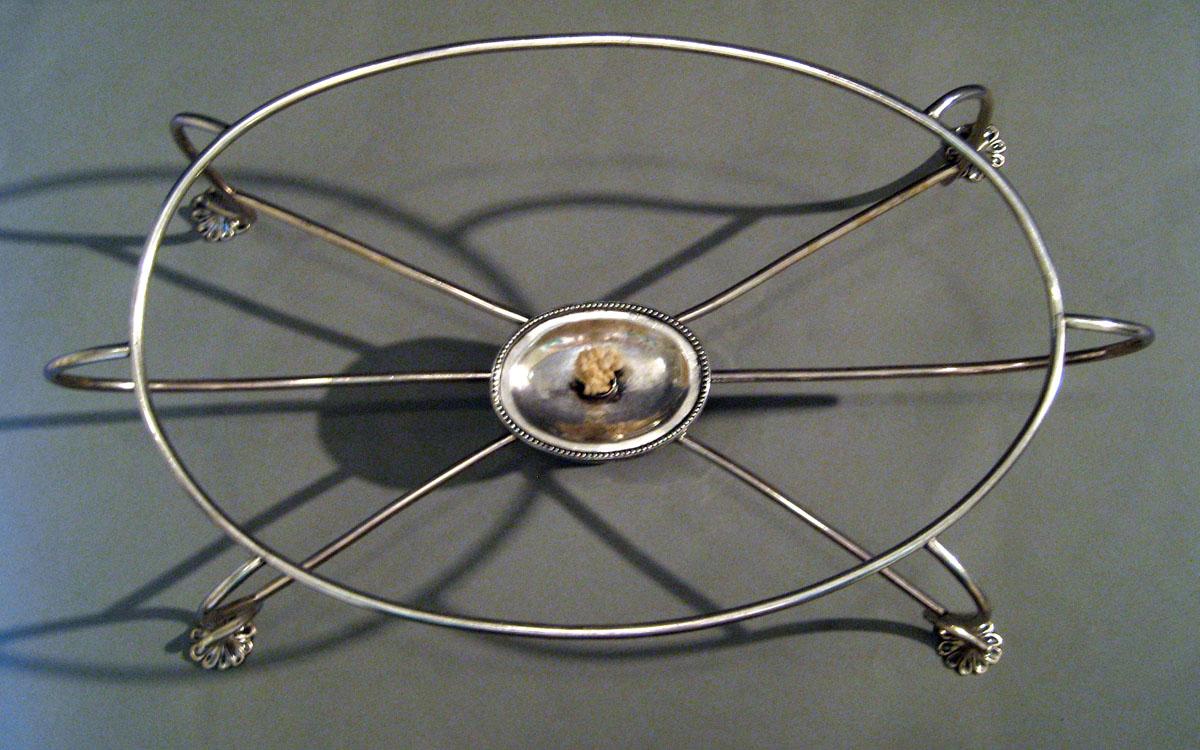 1984.0057 A-C Silver Spirit Lamp in Frame top view