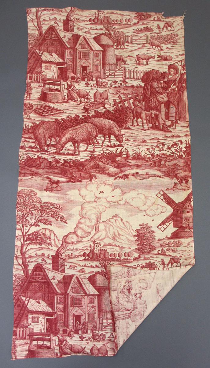 1985.0005.002 Textile, printed partial folded corner