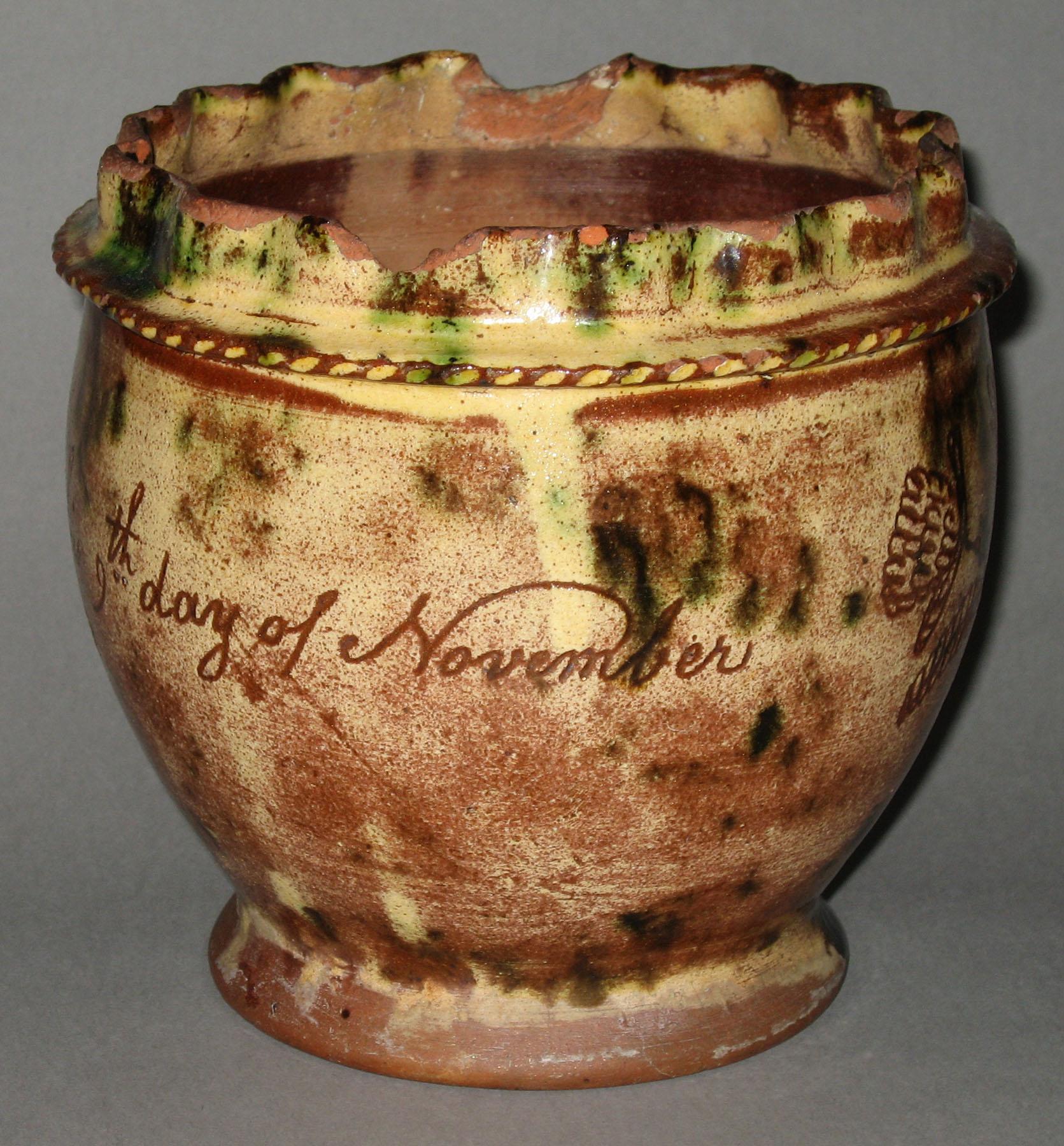 1958.0054 PA Sgraffito 1819 flower pot (view 2)