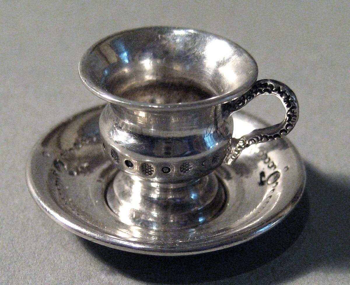 1986.0135.006 A, B Silver Teacup and Saucer
