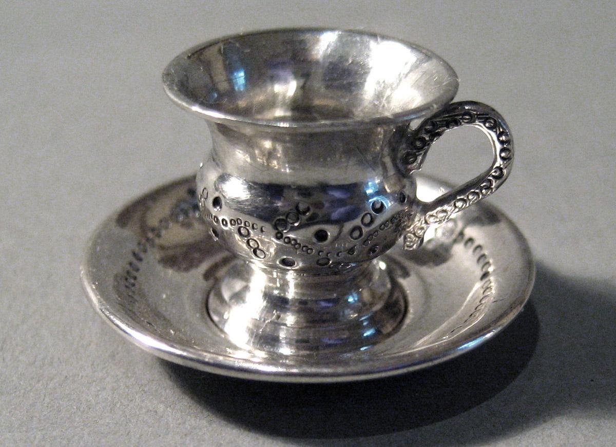 1986.0135.009 A, B Silver Teacup and Saucer