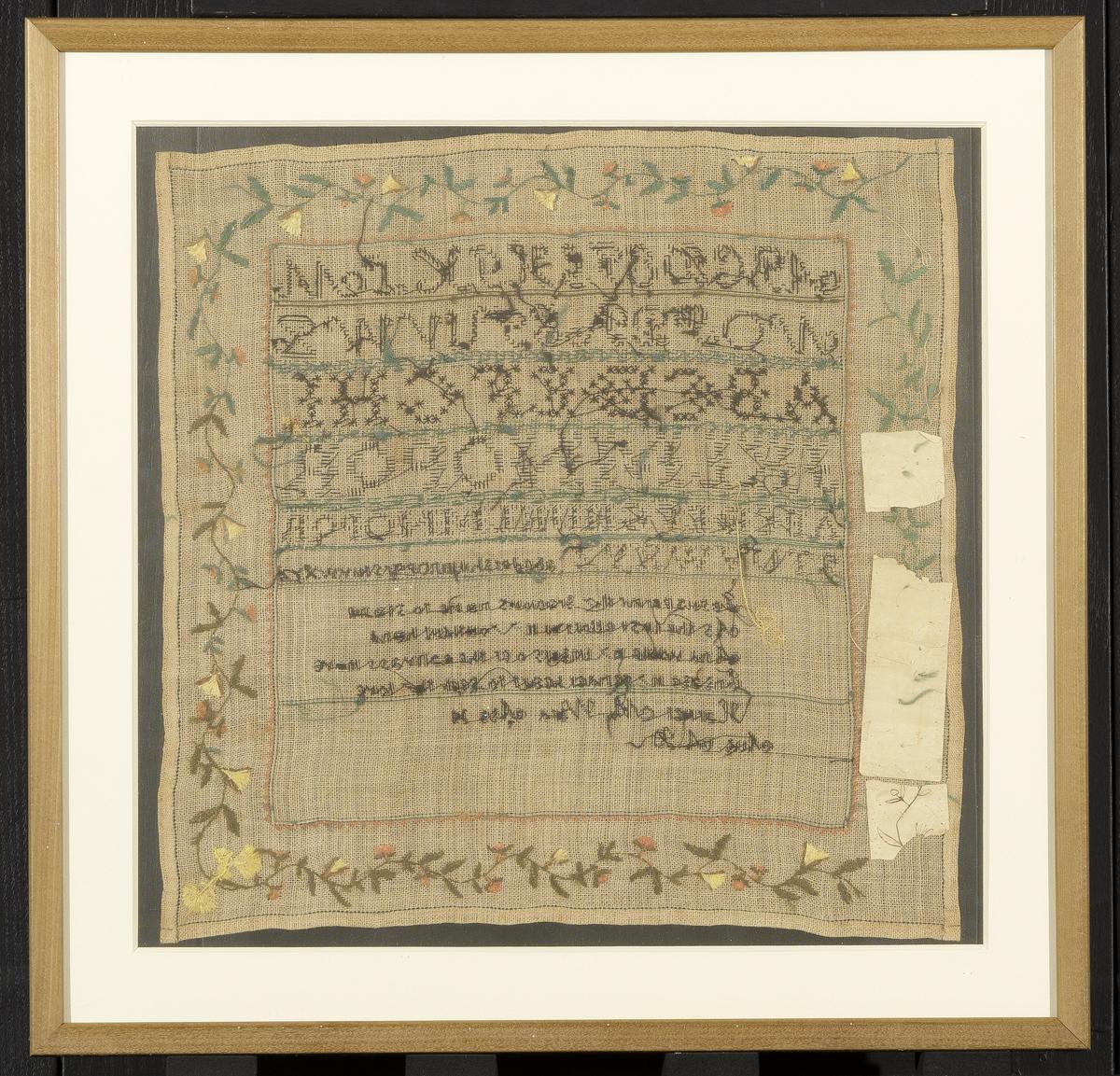 1987.0003 A,B Sampler and Frame, Verso with Pattern
