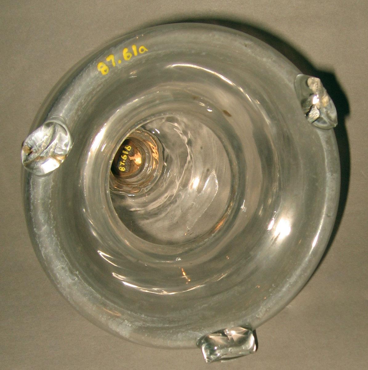 1987.0061 A, B Glass fly trap with cork stop (underside)