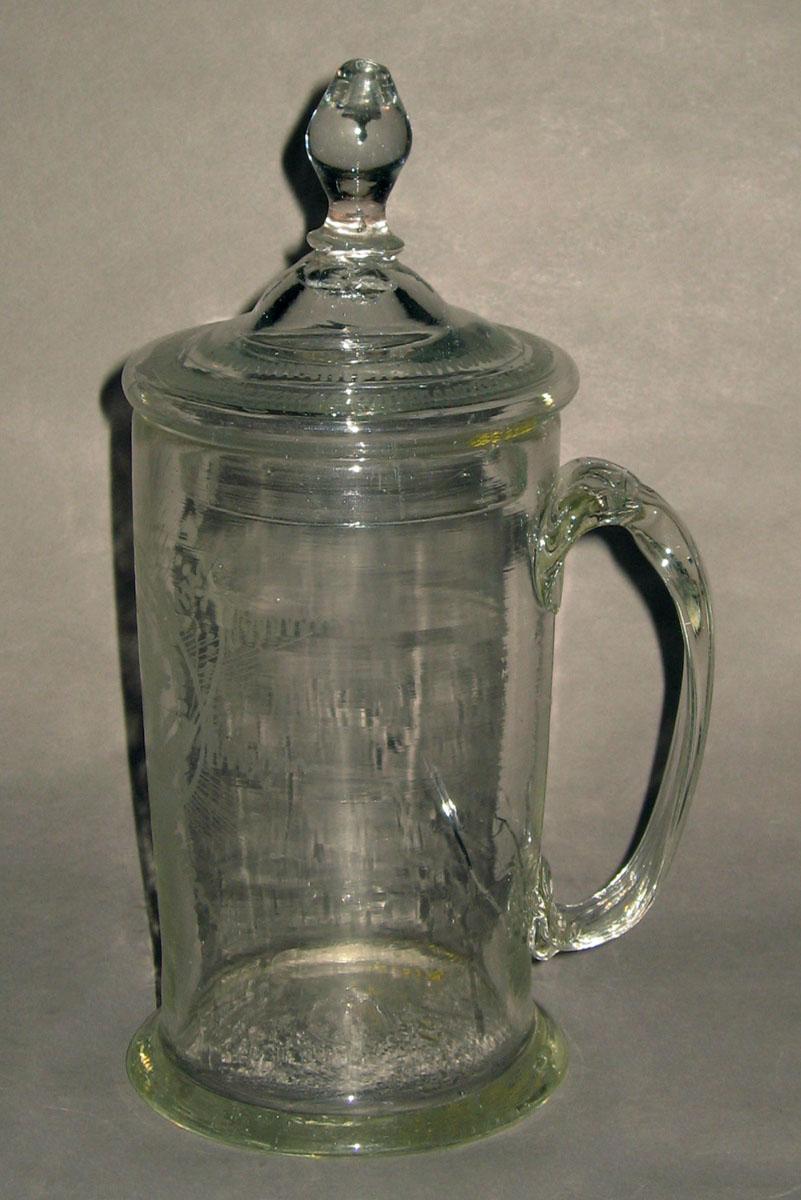1987.0129 Colorless glass tankard (profile)