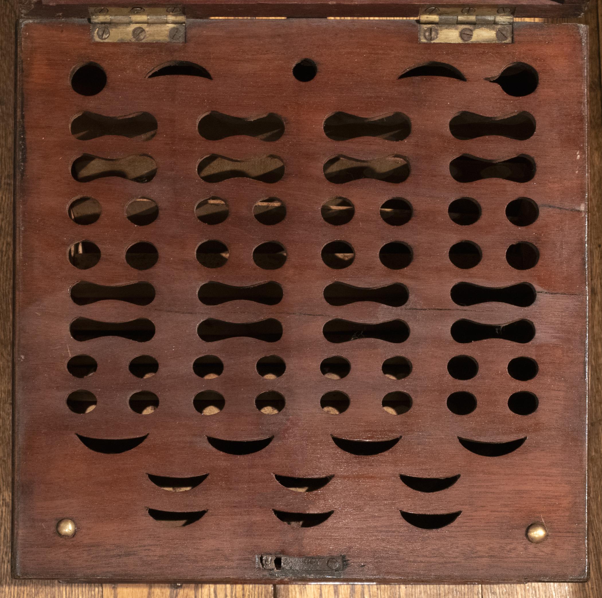 1988.0008.003 Knife box, detail, in situ, Empire Hall