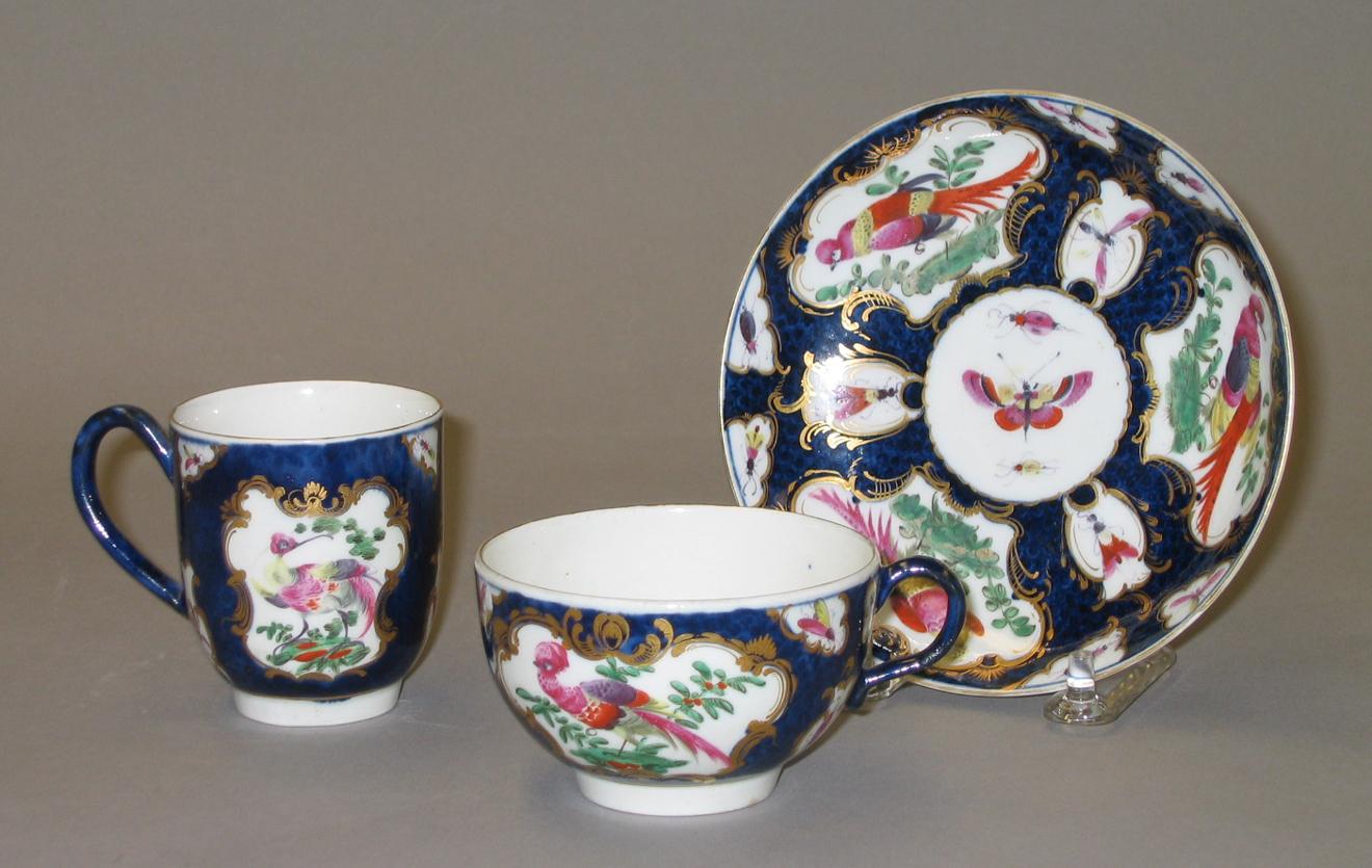 1989.0001.001, .002, ,003 Porcelain cup, teacup & saucer