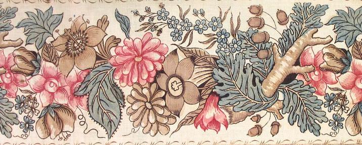 T1219 textile, printed partial design repeat