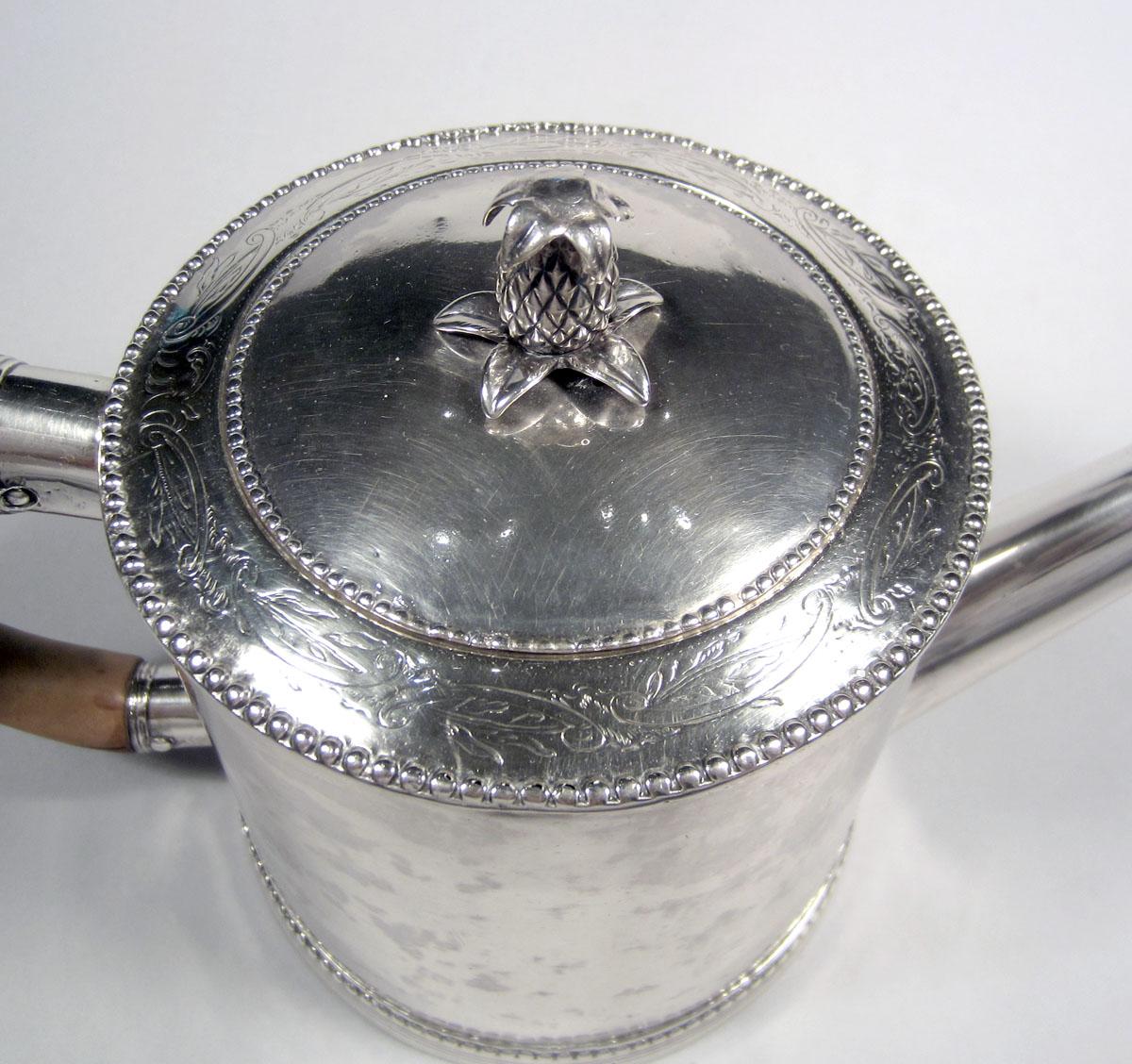 1990.0002.001 A, B Silver Teapot top view