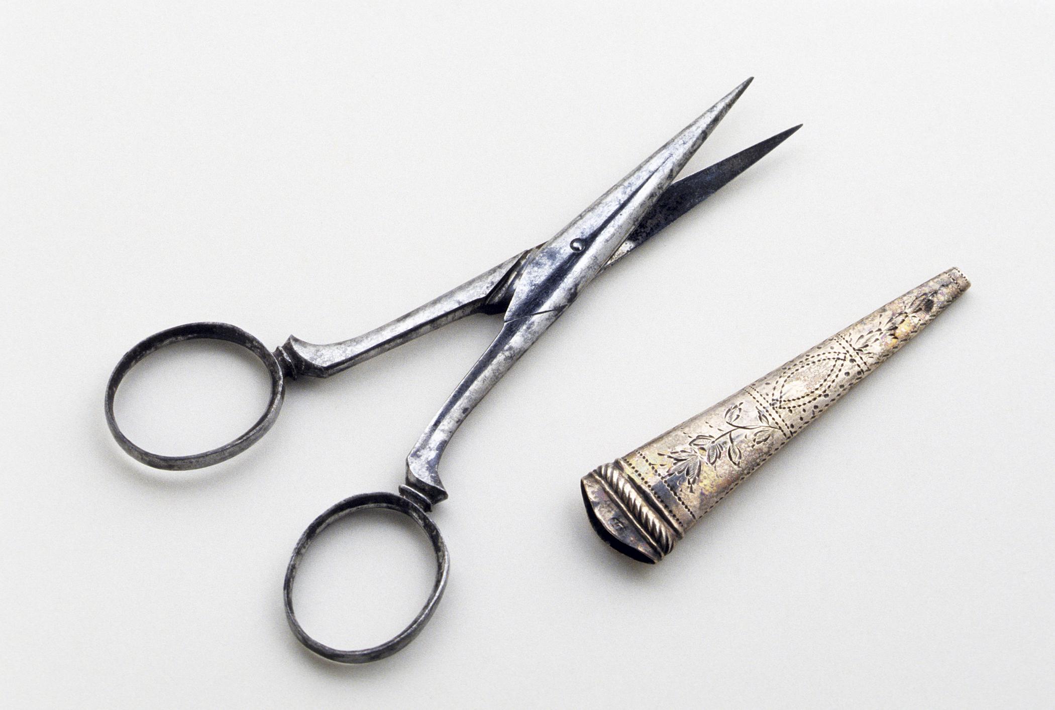 1990.0031 A, B Scissors and sheath