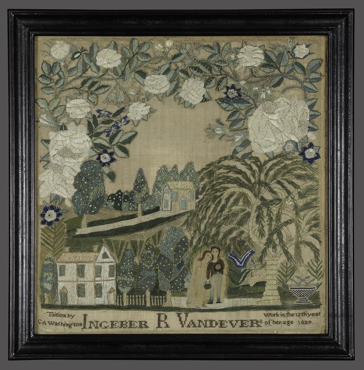 1990.0073 Needlework Picture and 1991.0507 Frame