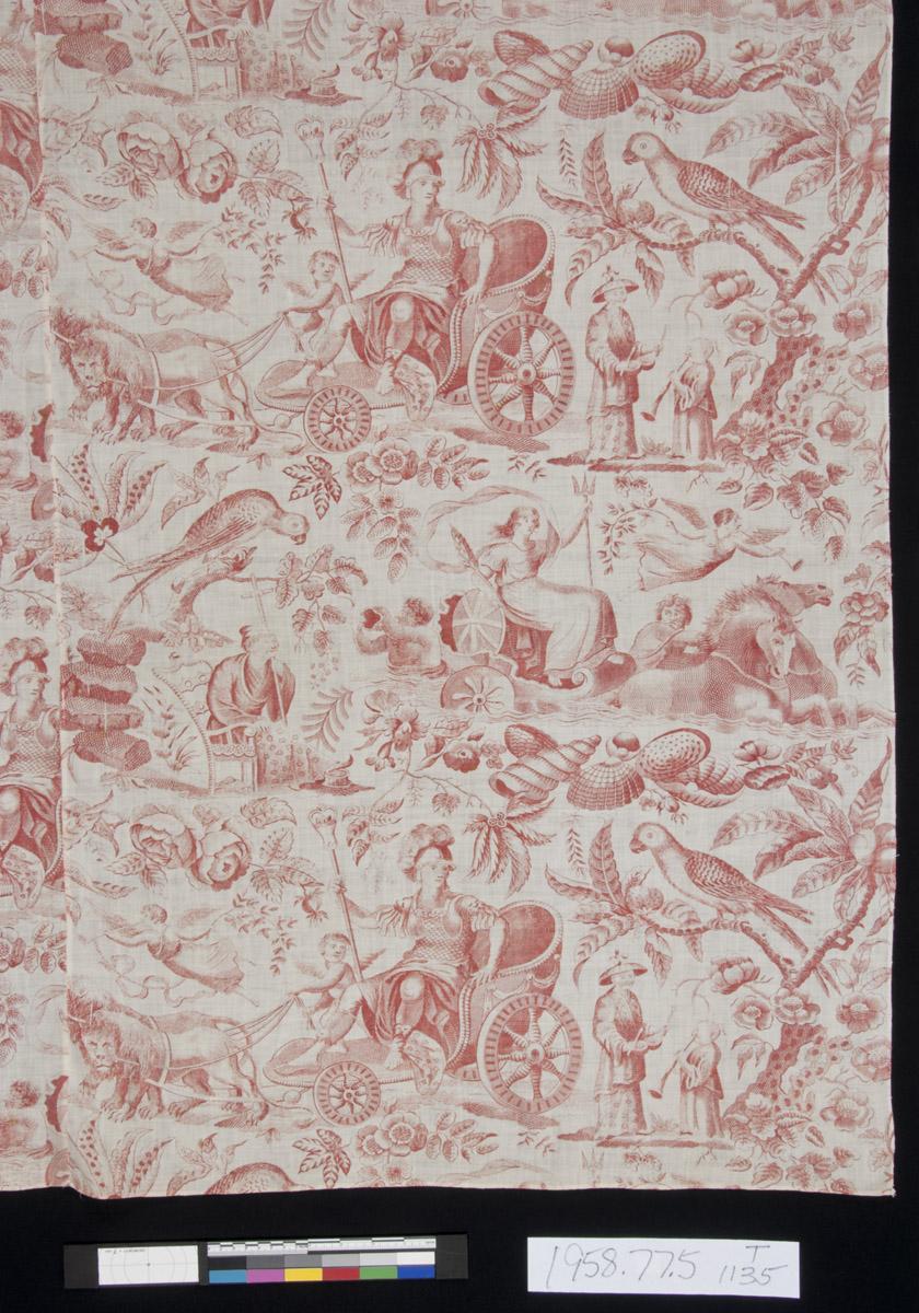 1958.0077.005 Textile, printed, detail 1
