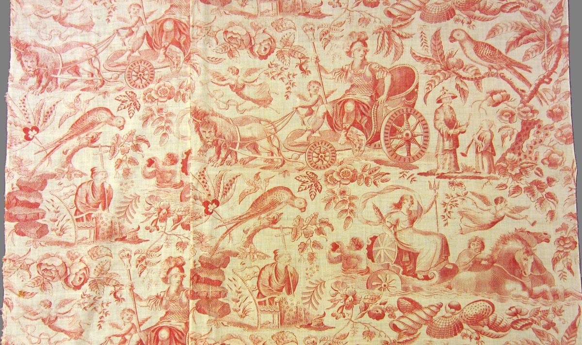T1135 textile, printed partial design repeat