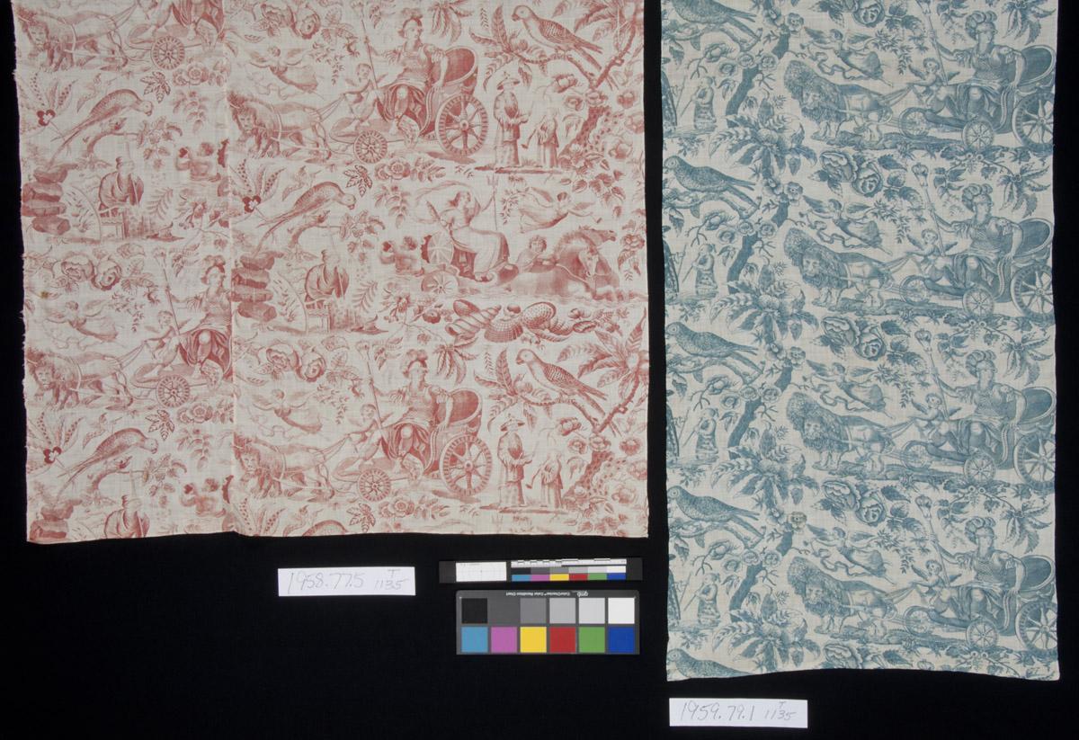 1958.0077.005 Textile, printed, 1959.0079.001 Textile, printed, detail 2