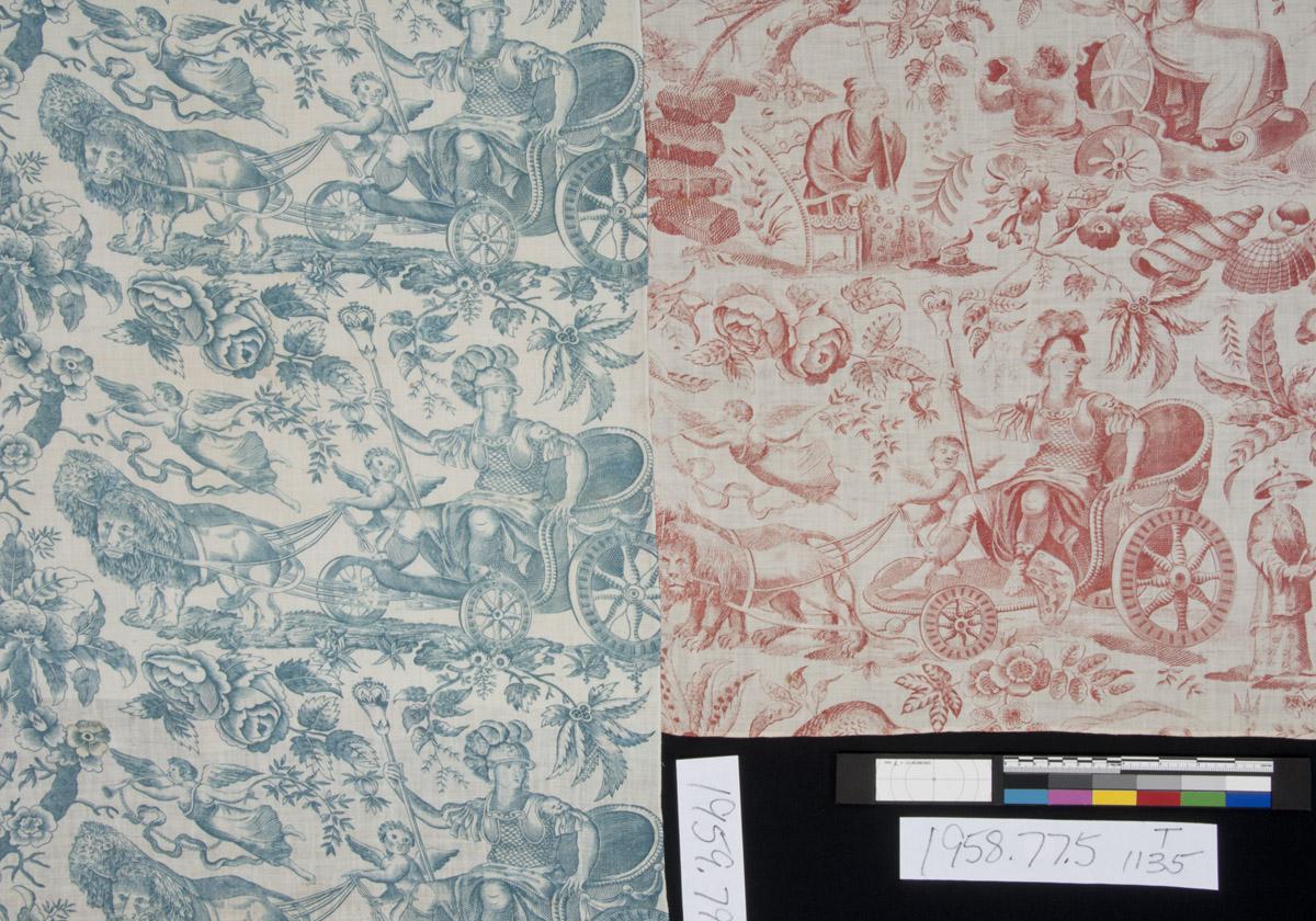 1959.0079.001 Textile, printed, 1958.0077.005 Textile, printed, detail 3