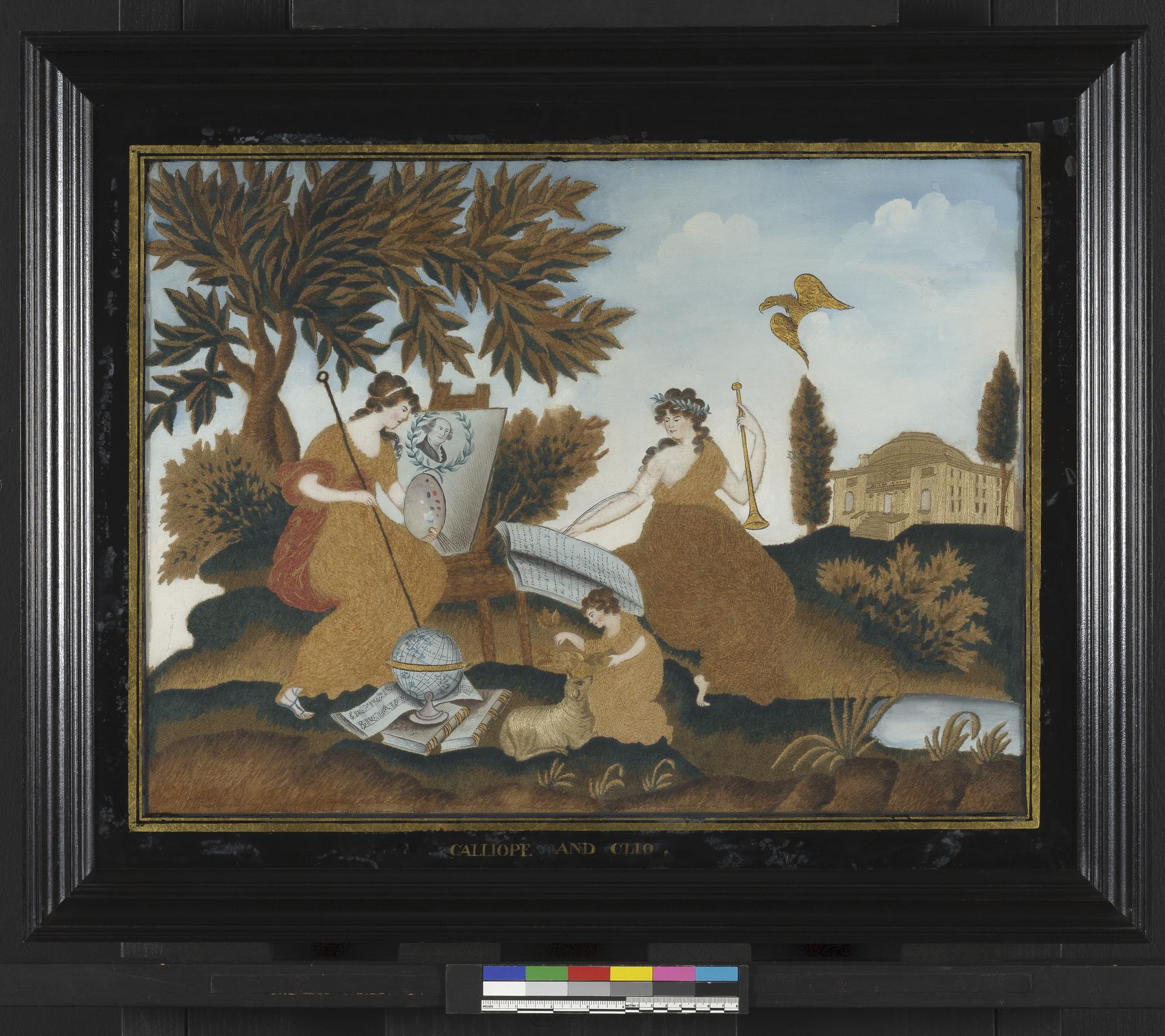 1991.0046 A Needlework picture, B Frame, view 1