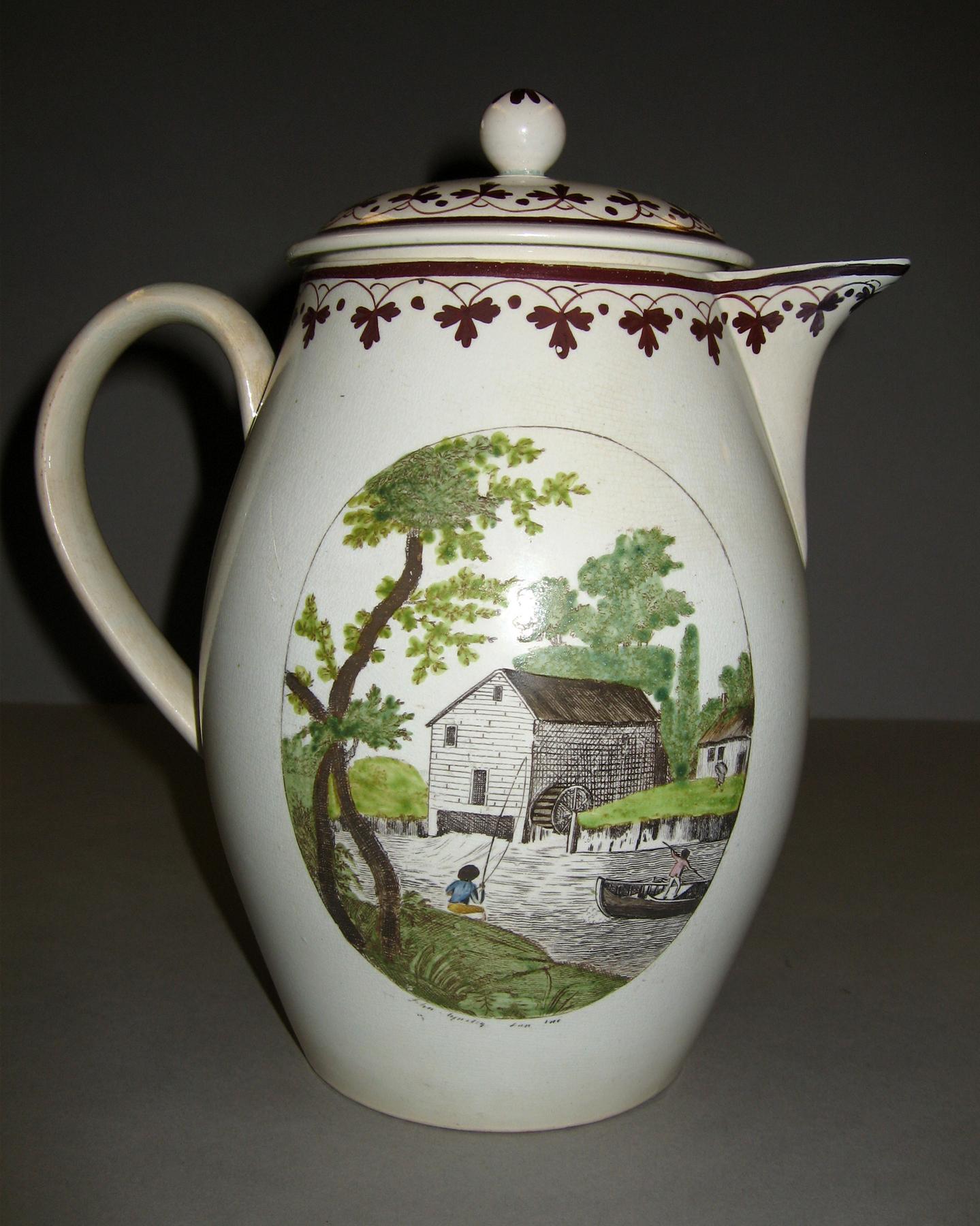 1991.0053 A, B Pitcher and cover (right of handle)