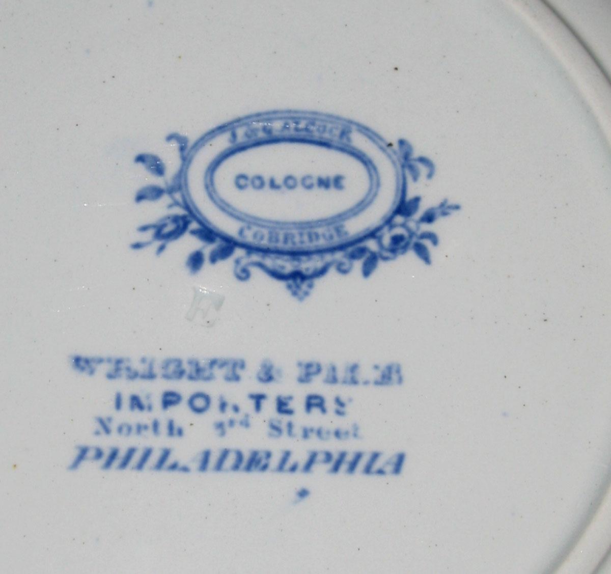 1991.0069 Alcock earthenware plate (mark)