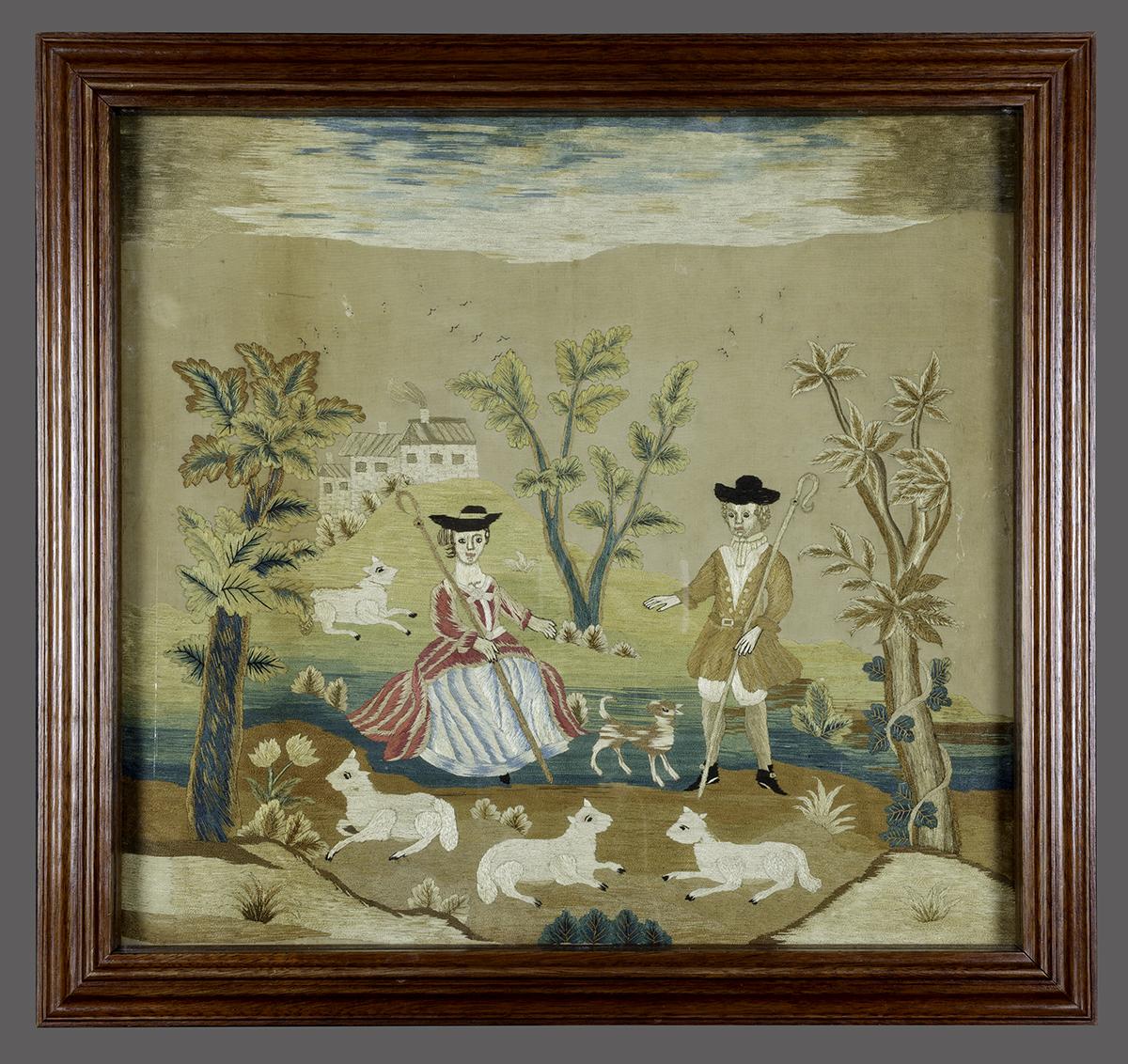 1991.0070 A, B Needlework Picture and Frame