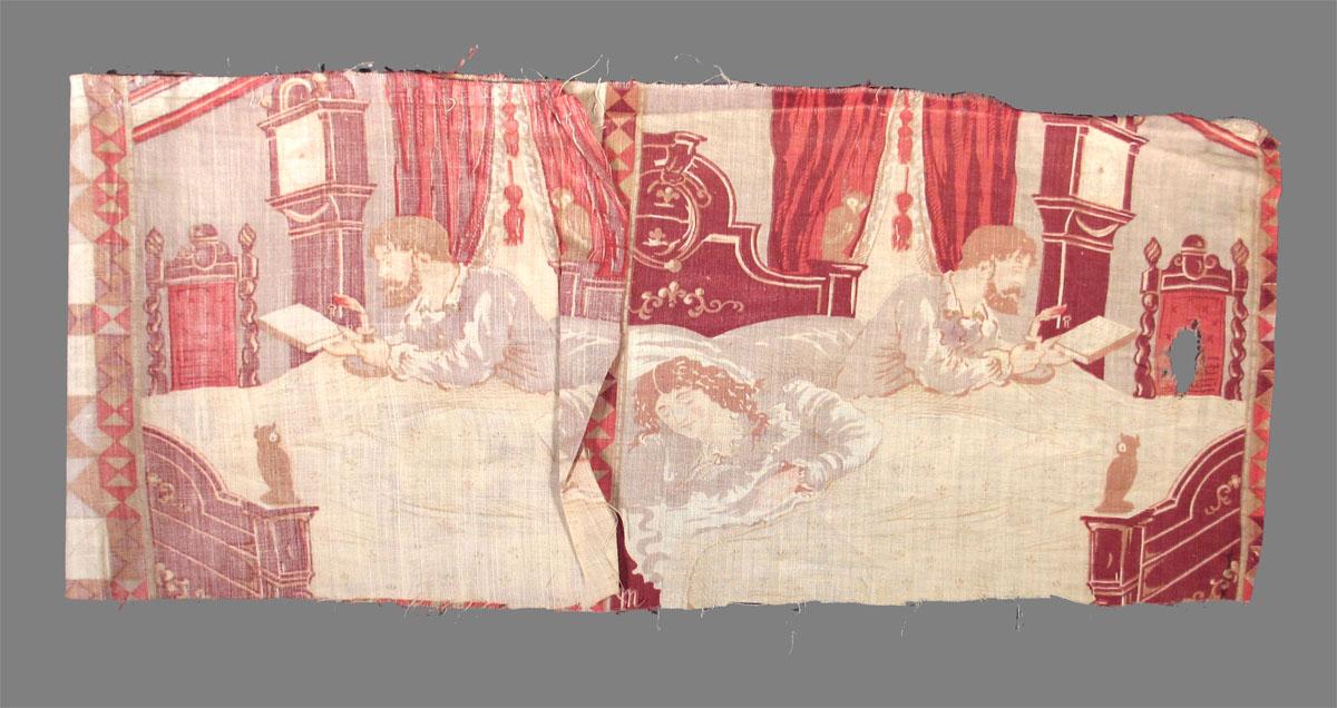 1958.0089.001 A textile, printed folded corner