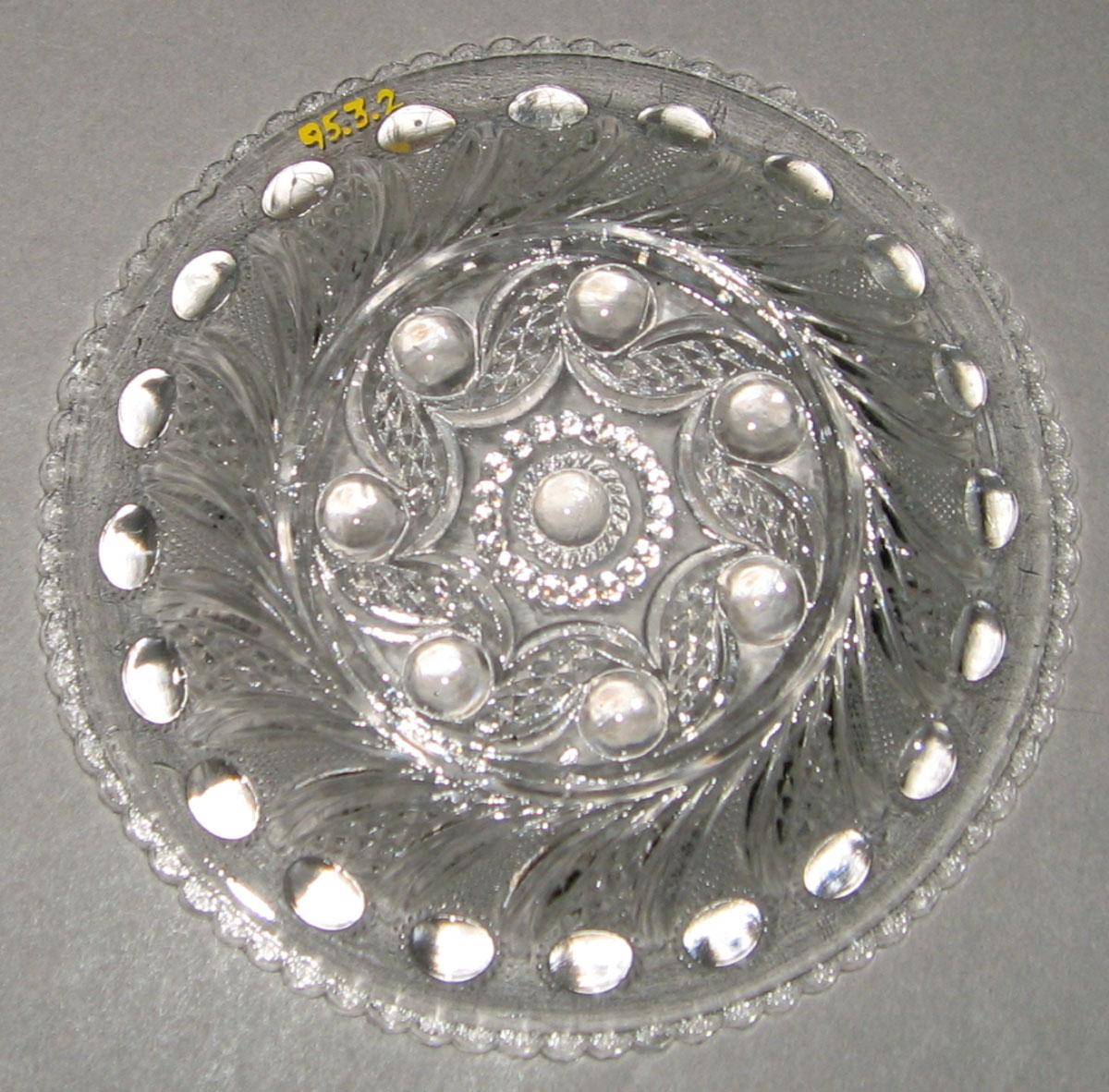 1995.0003.002 Pressed glass sauce dish (underside)