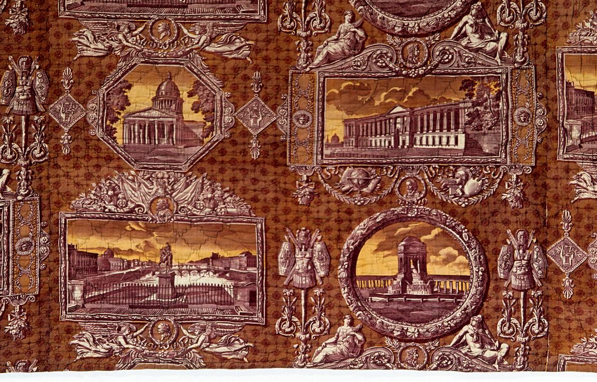 T39 textile, printed design repeat purple