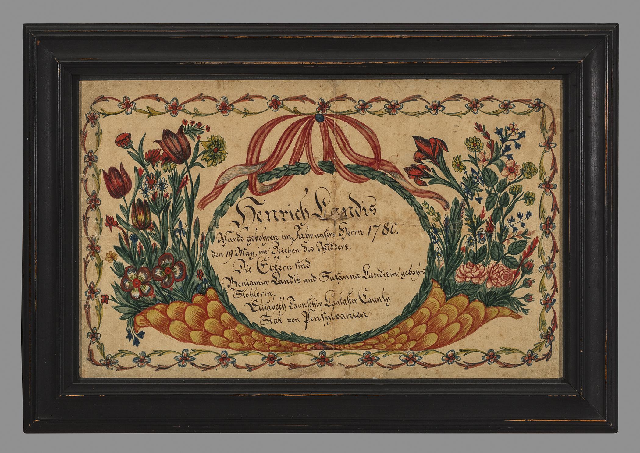 1958.0120.011 A Fraktur, B Frame, view 1