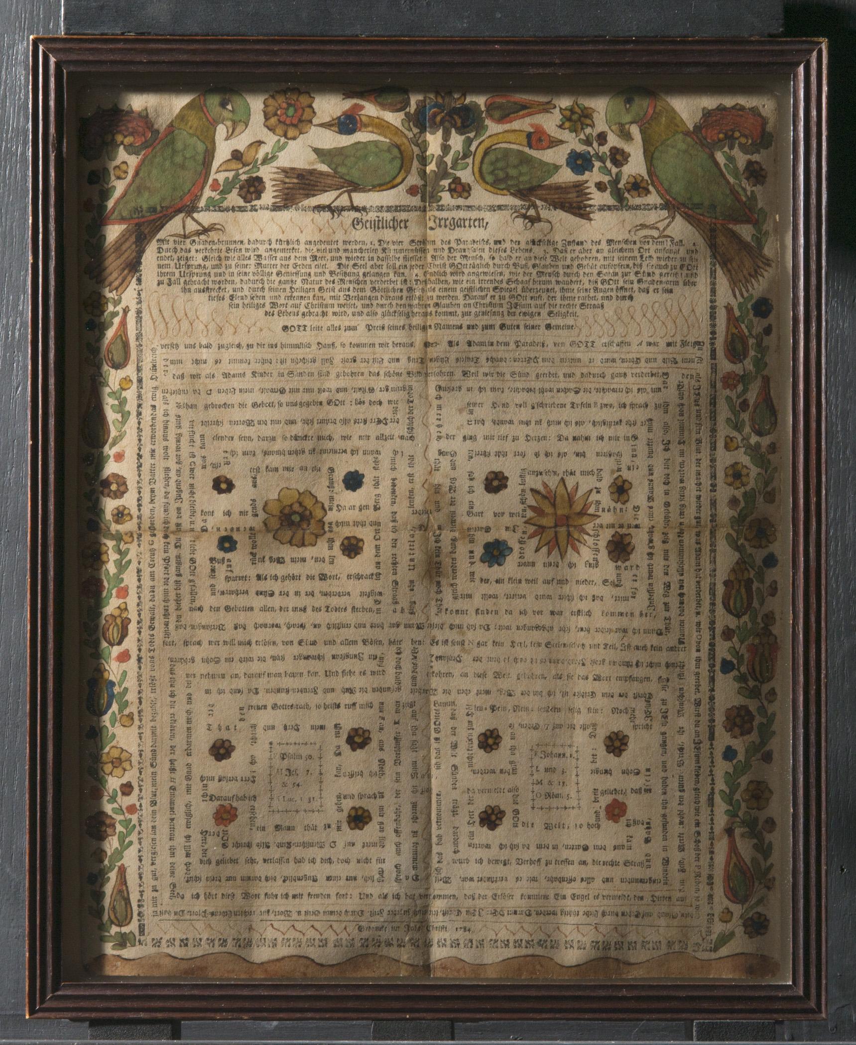 1958.0120.013 A Fraktur, B Frame, view 2, raking light