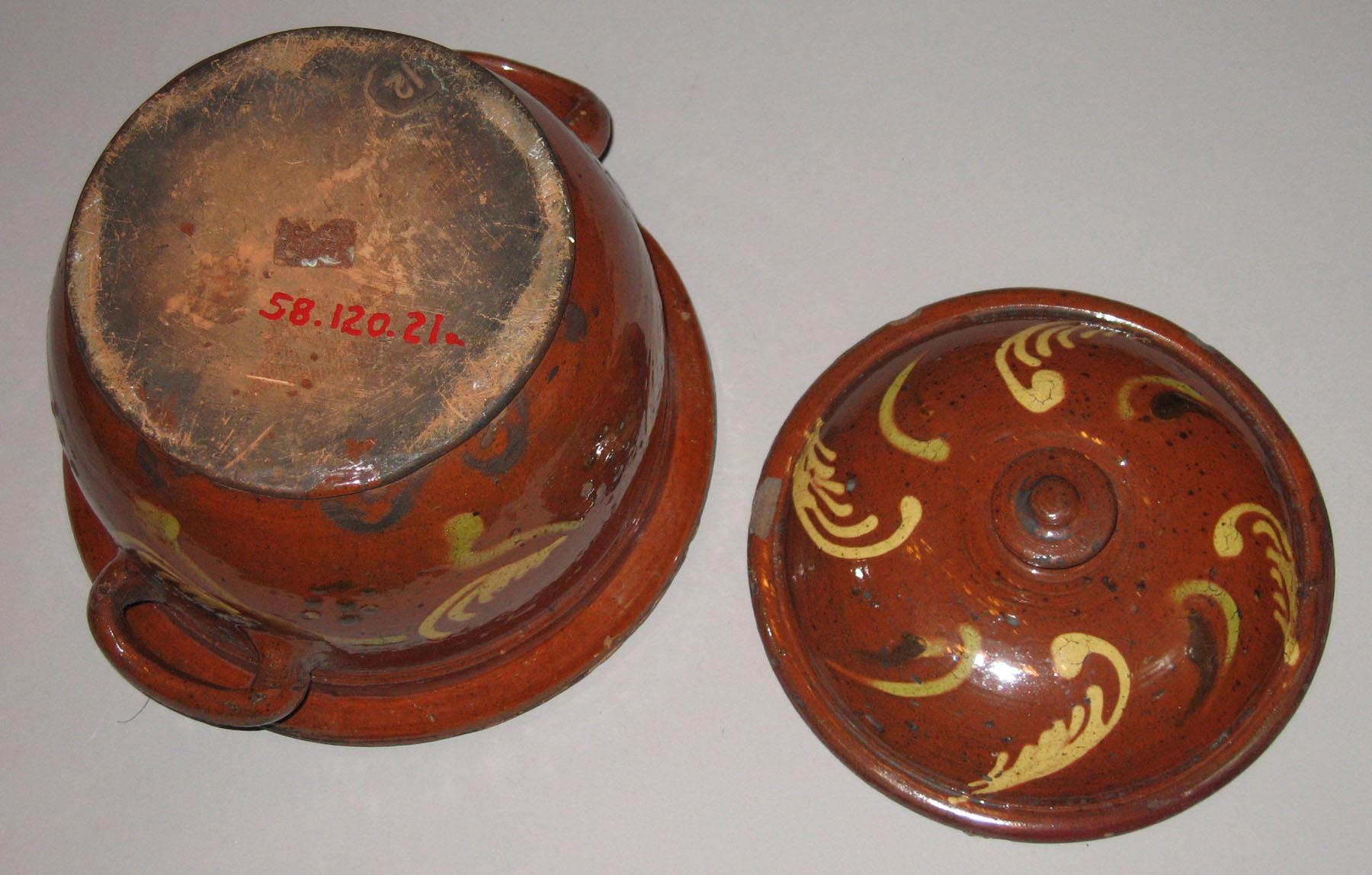 1958.0120.021 A, B Redware (slipware) jar (bottom)