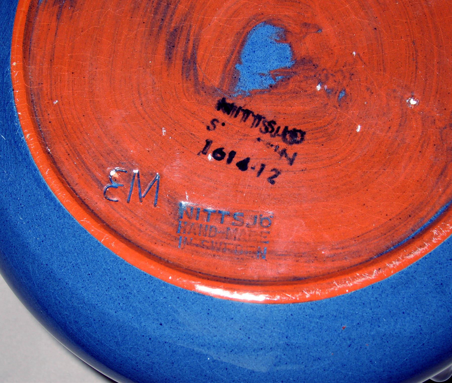 1996.0004.168 A Nittsjo earthenware tureen (mark)