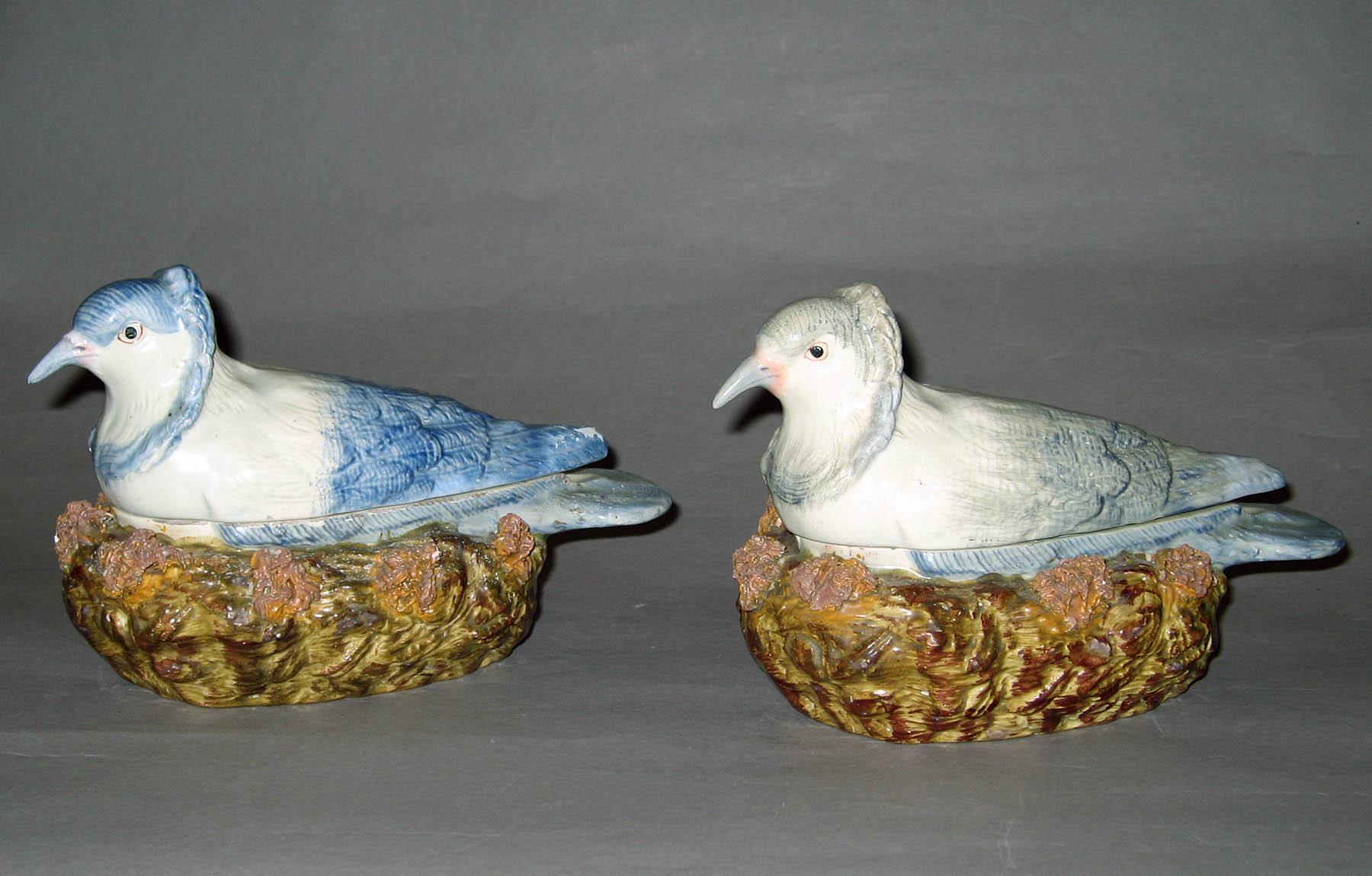 1996.0004.185.001 A, B, .002 A, B Staffordshire pearlware partridge tureens