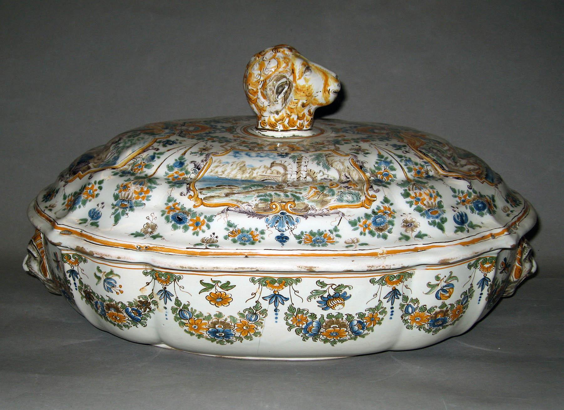 1996.0004.243 A, B Tin-glazed earthenware tureen