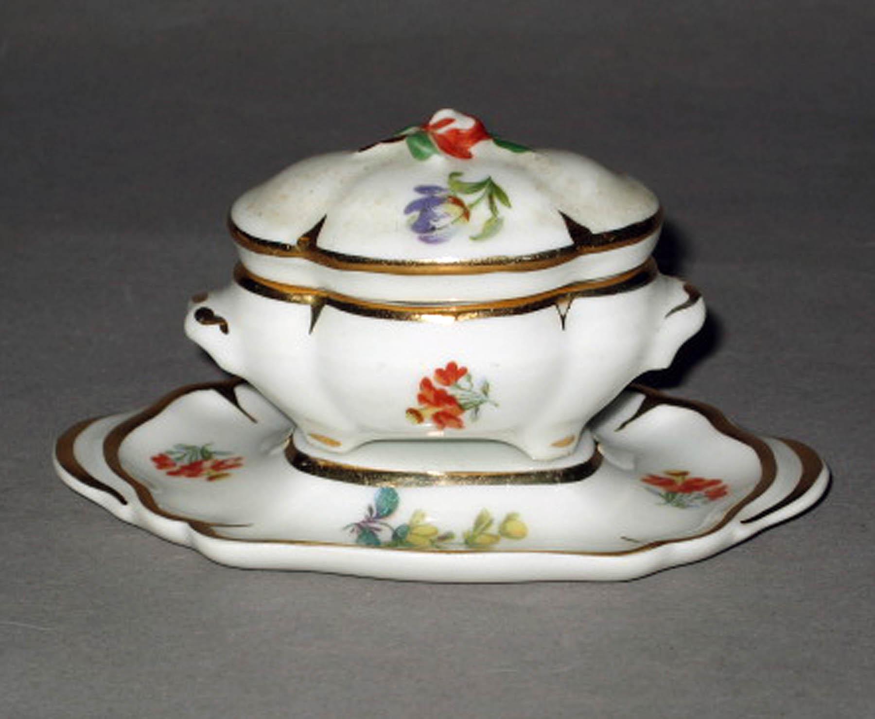 1996.0004.276.010 A- C Miniature Limoges porcelain tureen and stand