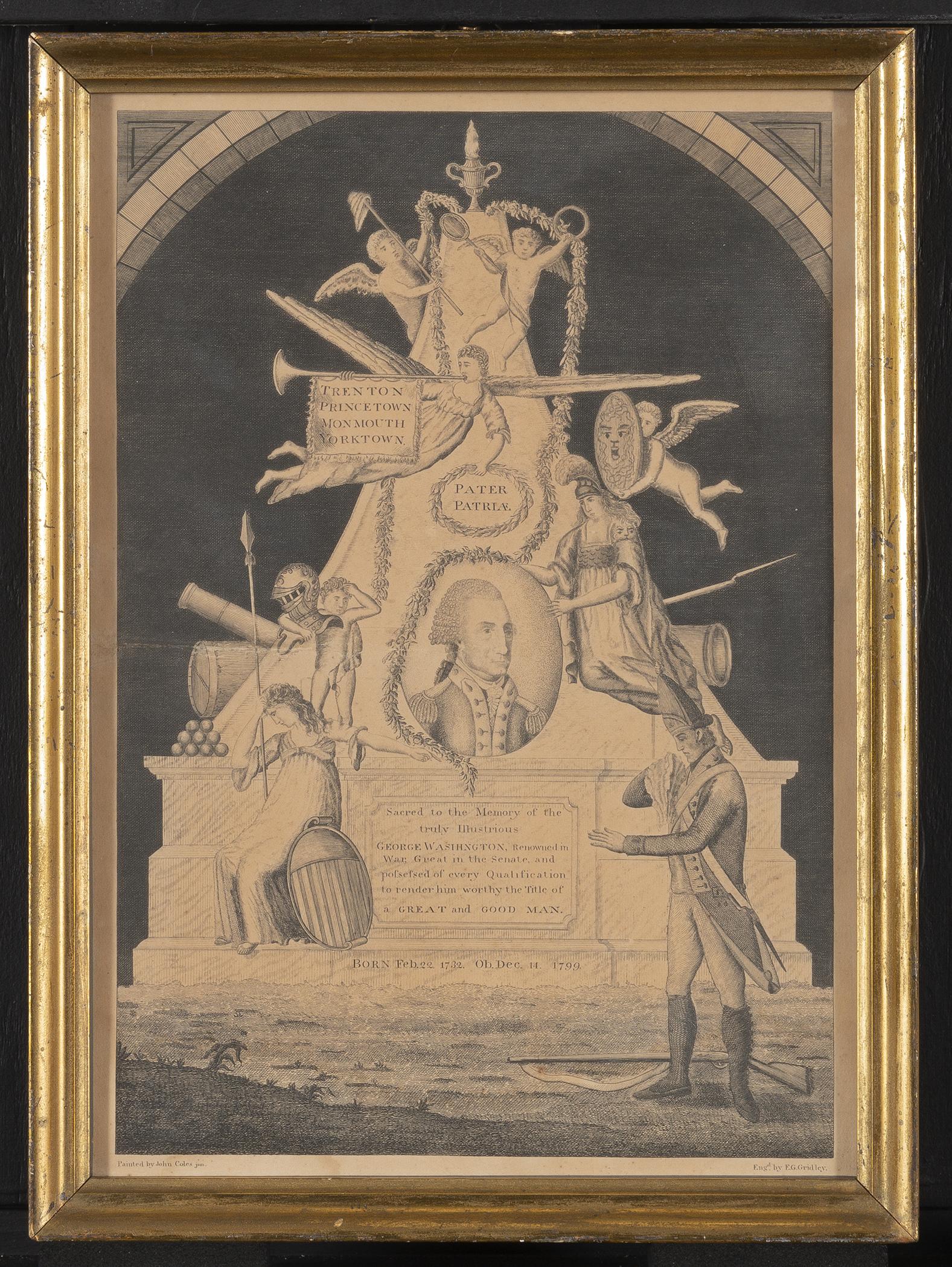 1958.0133 A, B Print, Line engraving and Frame, overall