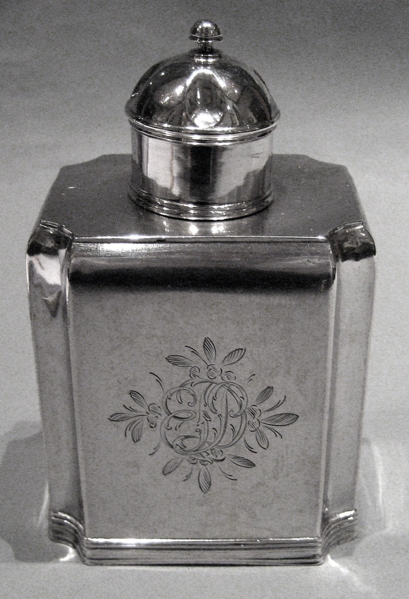 1996.0010 A, B Silver Tea Canister side 1
