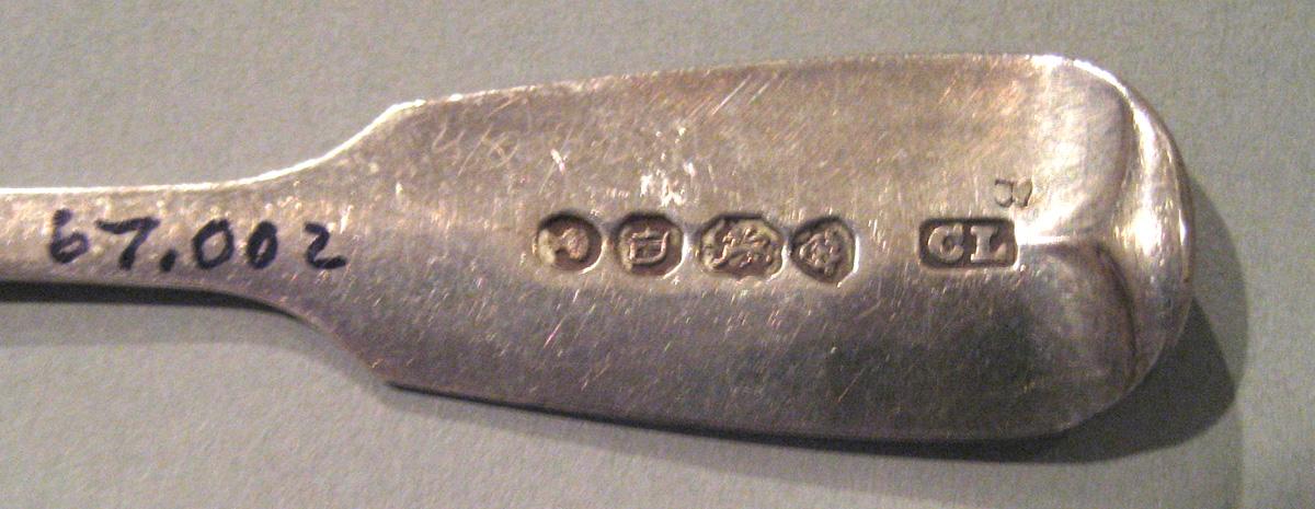 1998.0004.001.001 Silver Salt Spoon marks