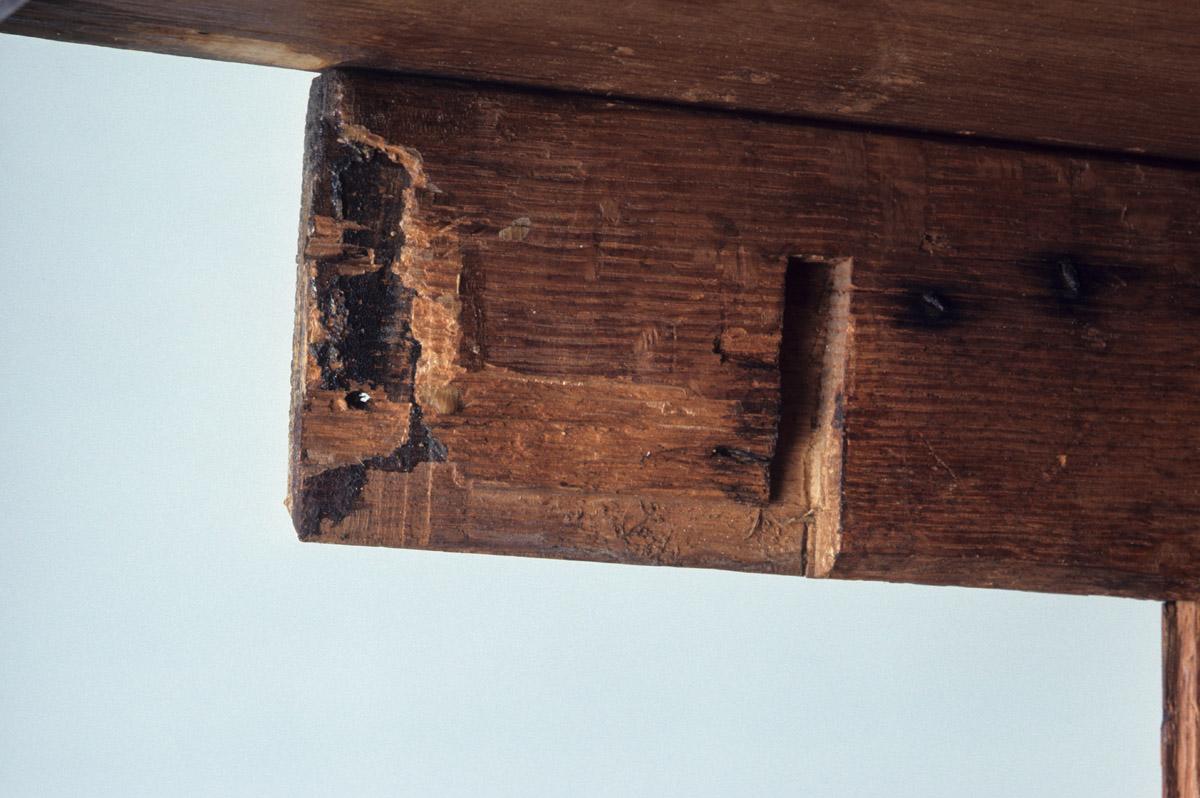 1958.0543 Chest, during conservation treatment, detail 4
