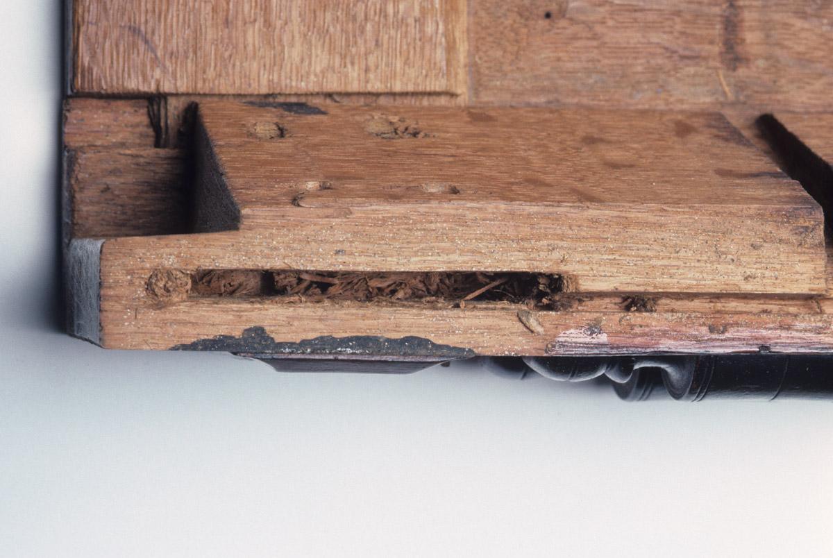 1958.0543 Chest, during conservation treatment, detail 10