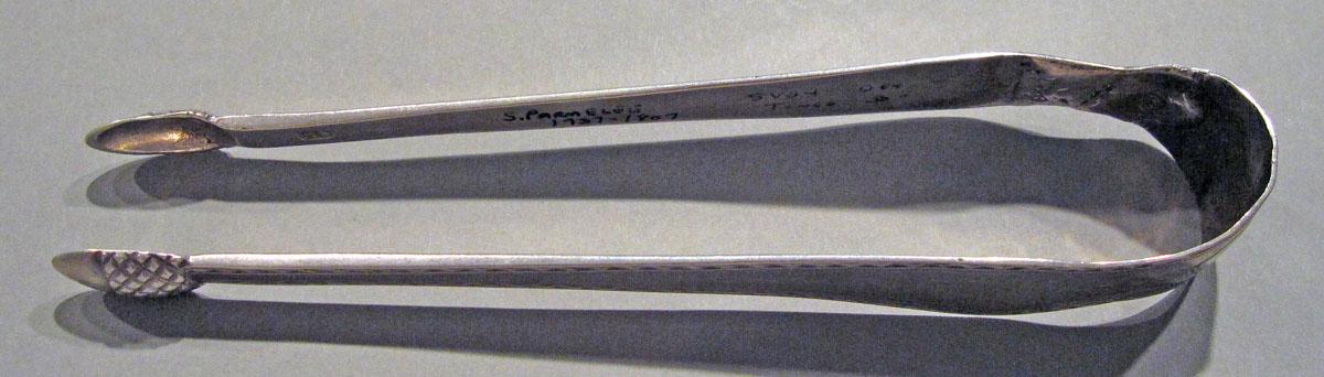 1998.0004.1376 Silver Tongs view 1