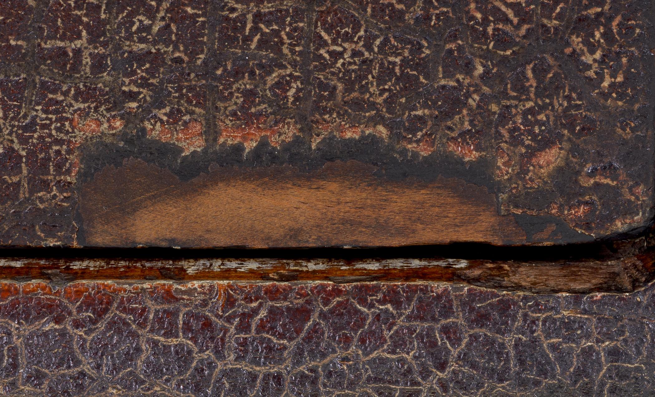1958.0560 Chest of drawers, detail 7, worn paint