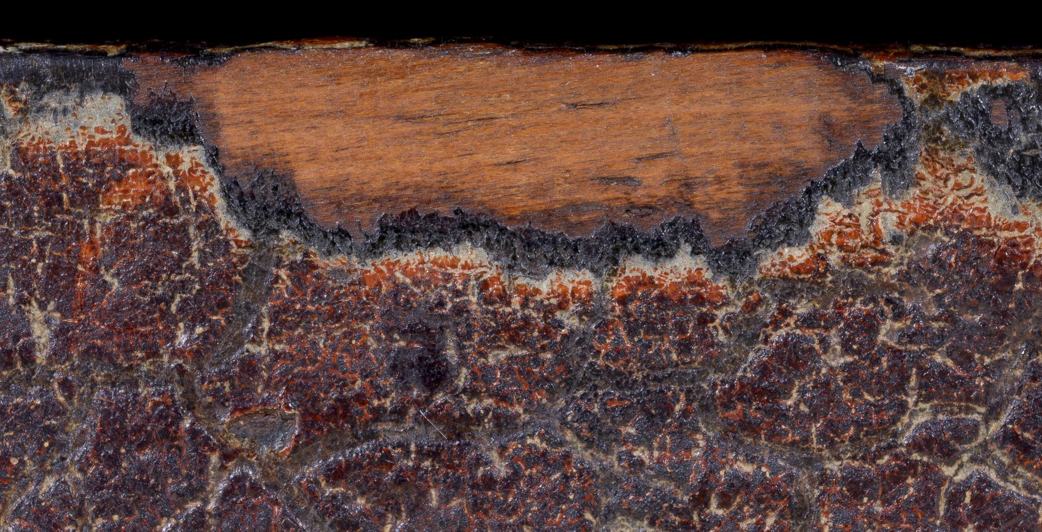 1958.0560 Chest of drawers, detail 8, worn paint