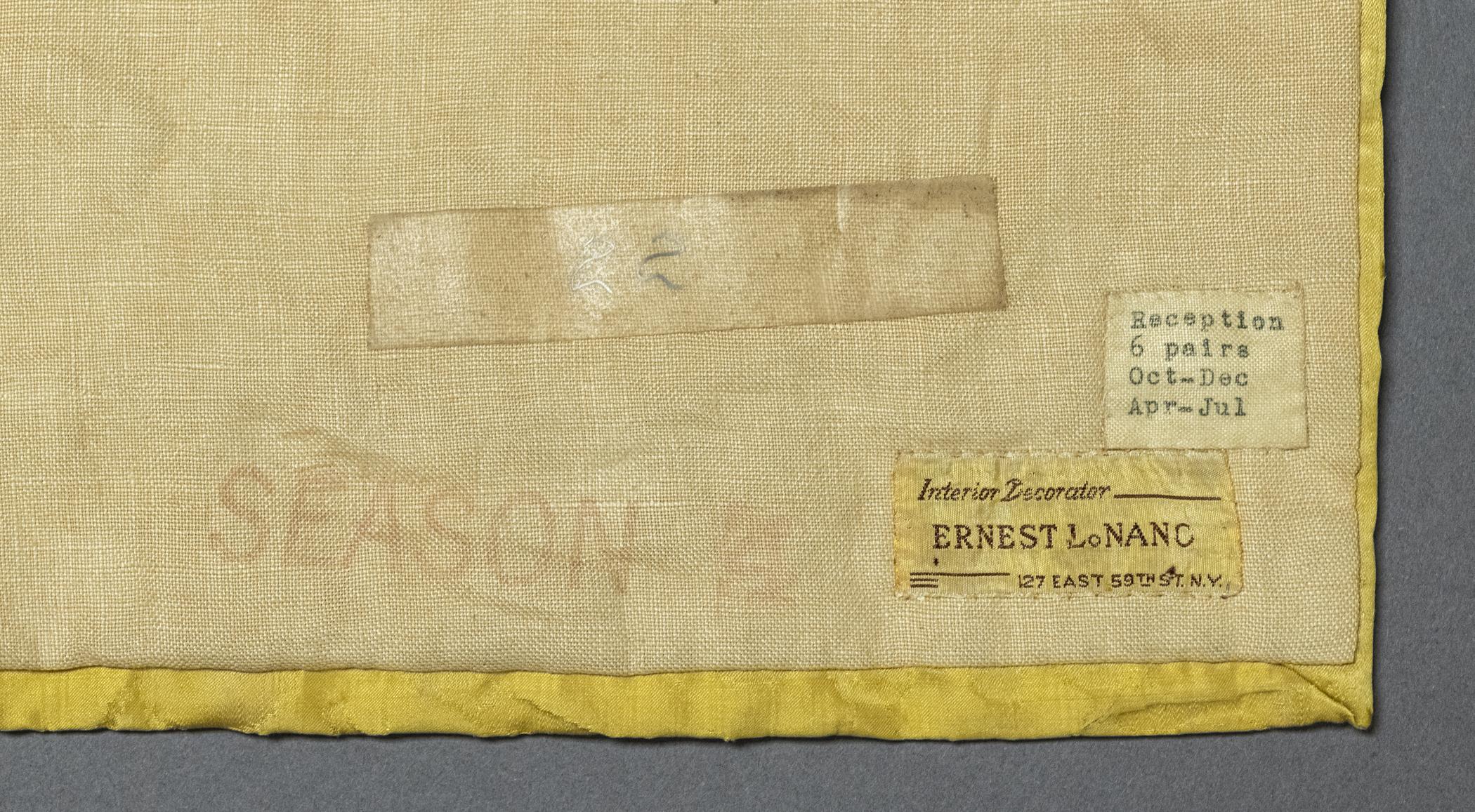 1958.0601.001 A Window hanging, detail 1, label